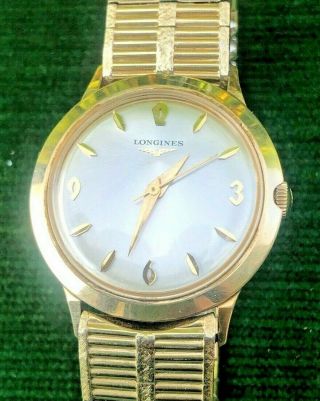 Vintage LONGINES 10k Gold Filled Mens Wristwatch - 1950 ' s 2