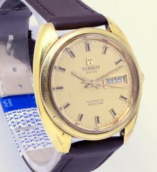 Vintage Tissot Seastar Fluted Bezel,  Automatic Gold Plated Day Date Cal 794