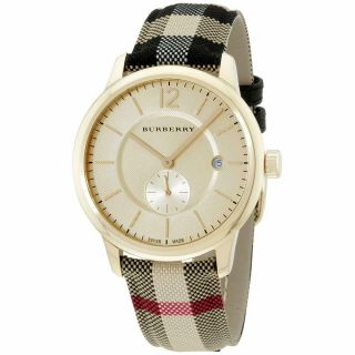 Burberry Bu10001 Check Fabric - Coated Leather Unisex Watch