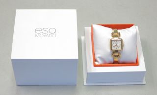 Esq By Movado Swiss Quartz Watch Status Gold Steel Bangle Bracelet 30103