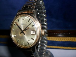 Rare 9ct Gold Gents Hefik Automatic Watch,  Eta 2784,  High - Beat 28800 A/h.  G.  W.  O