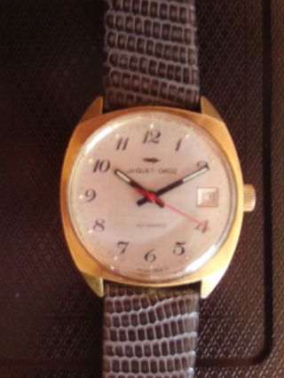 Gents Vintage Gold Plated Jaquet - Droz 25 Jewel Incabloc Automatic Wrist Watch