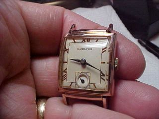 Vintage Mans Hamilton Wristwatch (ross) Model Rose Gold Filled 17j 980 Mw Movt,