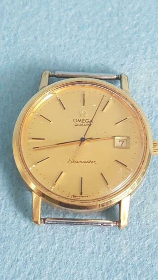 W1: Quality 1980s Omega Seamaster Quartz Movement Watch 35mm Gold Coloured Case