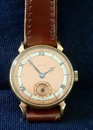 Smiths Made In England Unusual Design Gents Wristwatch Circa 1950`s