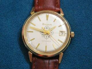 Vintage 1973 BULOVA 10KRGP 17J Automatic Men ' s Watch w/Date 2