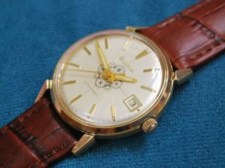 Vintage 1973 BULOVA 10KRGP 17J Automatic Men ' s Watch w/Date 3