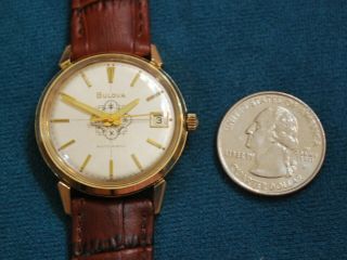Vintage 1973 BULOVA 10KRGP 17J Automatic Men ' s Watch w/Date 8