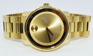 Movado Bold Swiss Quartz Gold Ion Plated Stainless Steel Men 