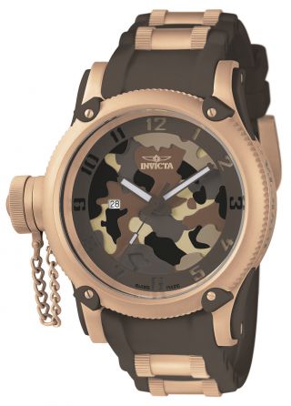 Mens Invicta 11342 Russian Diver Swiss Quartz 52mm Brown/rose Gold Watch