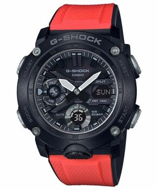 Casio G - Shock Carbon Core Guard Watch With Red Resin Strap,  2 Straps Ga - 2000e - 4