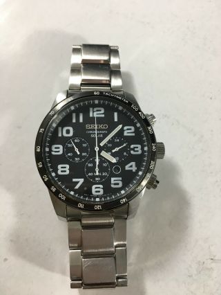 SEIKO Solar Chronograph Black Dial Stainless Steel Men ' s Watch SSC229 MSRP: $350 6