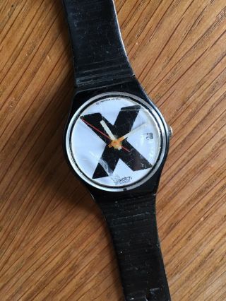 Vintage Swatch X - Rated 1987 Gb406 Watch Soares Repairs Straight Edge