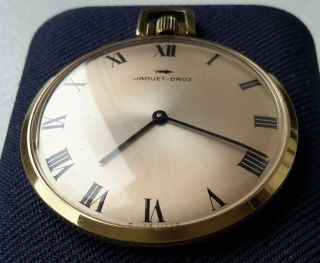 Jaquet Droz Vintage Extremely Rare H/wind 17 Jewels Mens Pocket Watch