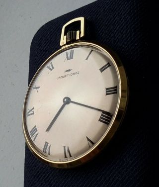 JAQUET DROZ Vintage Extremely Rare H/wind 17 Jewels Mens Pocket Watch 2