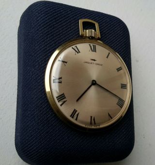 JAQUET DROZ Vintage Extremely Rare H/wind 17 Jewels Mens Pocket Watch 4