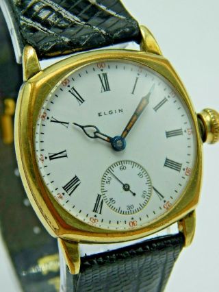 Vintage Antique 0 Size Gold Filled Elgin Wrist Watch 15 Jewel Early Men 