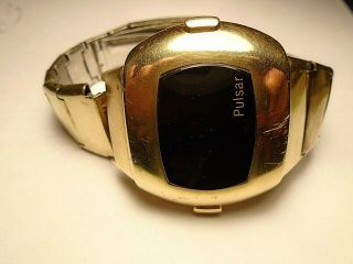 Vintage 1970s Pulsar P3 Time Computer Led Watch Wristwatch 14k Gold Filled