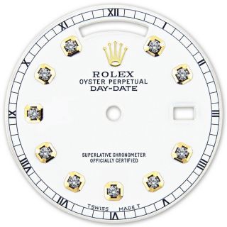 Refined Mens Y - Gold Day - Date White Diamond Dial Rt For Rolex - 36