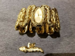 Roberto Cavalli R7253195517 Cleopatra Women ' s Gold Tone Snake Authentic Watch 2