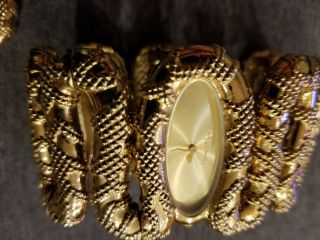 Roberto Cavalli R7253195517 Cleopatra Women ' s Gold Tone Snake Authentic Watch 3