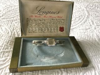 Ladies 14kt White Gold Ladies Vintage Longine Watch With Accent Diamonds On Case