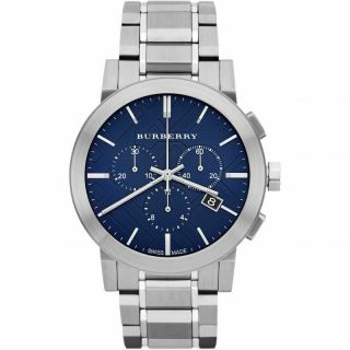 Burberry Stainless Steel Blue Dial Swiss Chronograph Men 