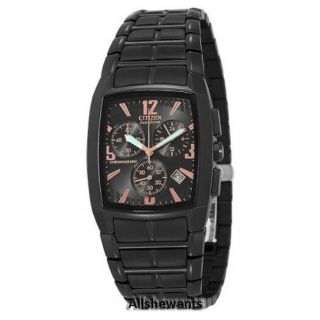 Citizen Eco - Drive Watch For Men Chronograph Black Ion Plated At2007 - 55e