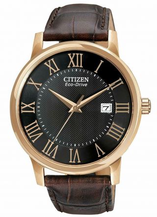 Citizen Eco - Drive Stainless Steel/ Leather Strap Mens Watch Bm6759 - 03e