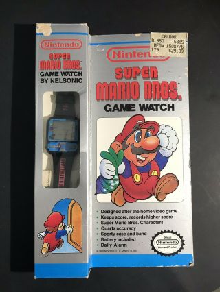 Nintendo Mario Bros.  Game Wrist Watch Nelsonic 1989 Vintage.