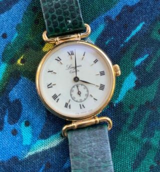 Ladies Vintage Longines Swiss Watch,  Gold Fill,  Enamel Dial -