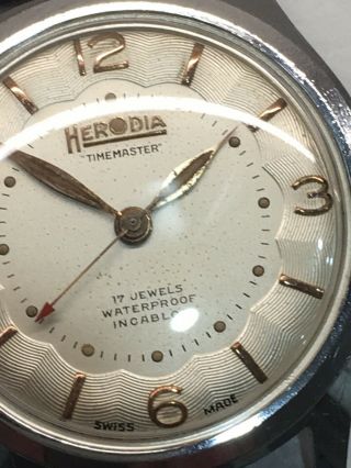 Vintage 1950s Herodia Timemaster Mens Wrist Watch 17 Jewels 34mm As1194 Rare Ex