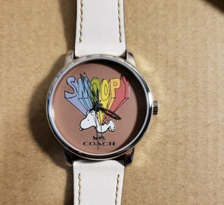 Coach Grand 14400010 Watch With 40mm Flying Snoopy Face & Leather Band