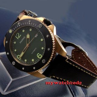 PARNIS green dial golden case Sapphire Glass ceramic bezel Automatic mens Watch 2