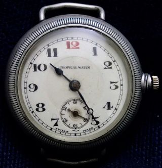 Rare Type Borgel " Tropical Watch " Enamel Dial Gents " Hermetic " Wristwatch C1915
