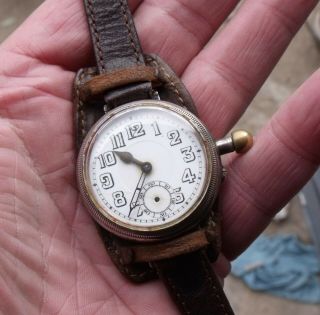 Ww1 Period Sterling Silver 1918 Trench Style Wristwatch,  F B Borgel Case