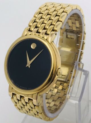 Movado 88 G1 1881 Gold Plated Black Museum Dial Men 