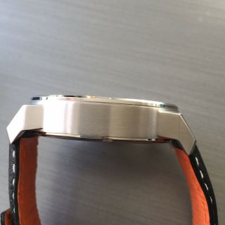 Mens Hugo Boss Designer Watch Twin Date Orange Black Leather Steel 5