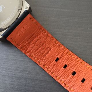 Mens Hugo Boss Designer Watch Twin Date Orange Black Leather Steel 7