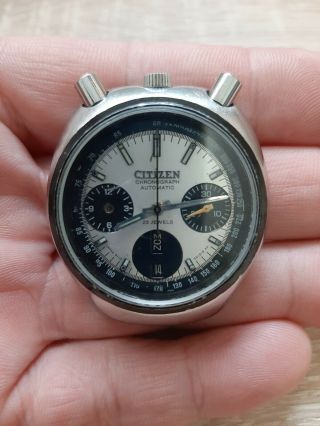 Rare Mens Automatic Wrist Watch Vintage Citizen Bullhead Chronograph 8110a Panda