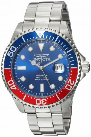 Invicta Mens Pro Diver Quartz Diving Watch W/ Stainless - Steel Strap,  Silver,  22