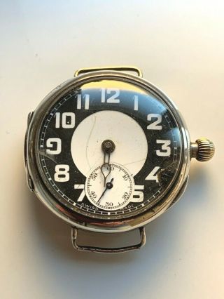 Ww1 Military Pilots Watch / Solid Silver Trench Watch Tavannes Watch Co