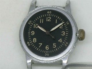 1940 ' S MENS VINTAGE WALTHAM A - 11 MILITARY WRIST WATCH,  BLACK DIAL,  RUNNING 5