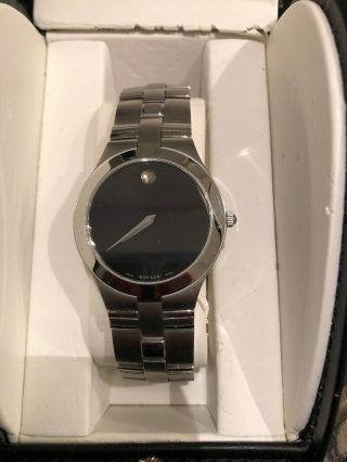 Authentic Movado Juro Men’s Black Dial S.  S Swiss Watch 0605023 Retail 895