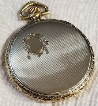 Stunning 1920s Art Deco Elgin Pocket Watch Two Tone Gold Filled Case 6