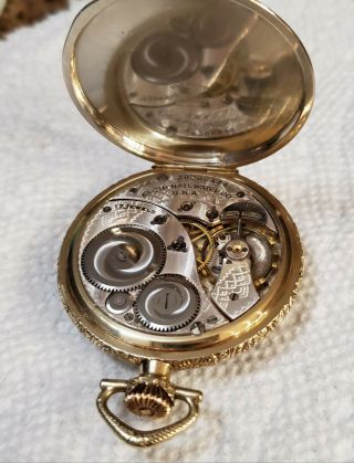 Stunning 1920s Art Deco Elgin Pocket Watch Two Tone Gold Filled Case 8