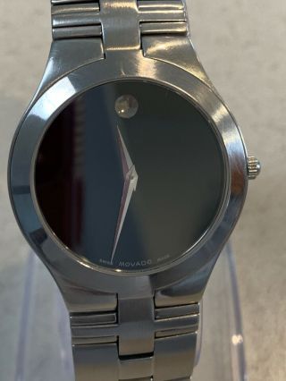 Authentic Movado Juro Men’s Black Dial S.  S Swiss Watch 0605023 Retail 895