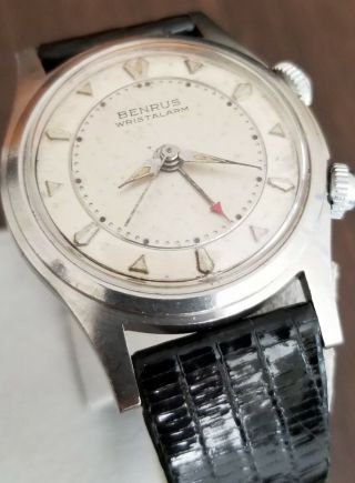 Vintage Rare Benrus Mechanical Hand - Winding Wristwatch With Wrist Alarm,  8002