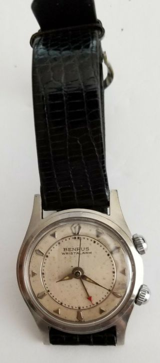 Vintage Rare Benrus Mechanical Hand - Winding Wristwatch with Wrist Alarm,  8002 4