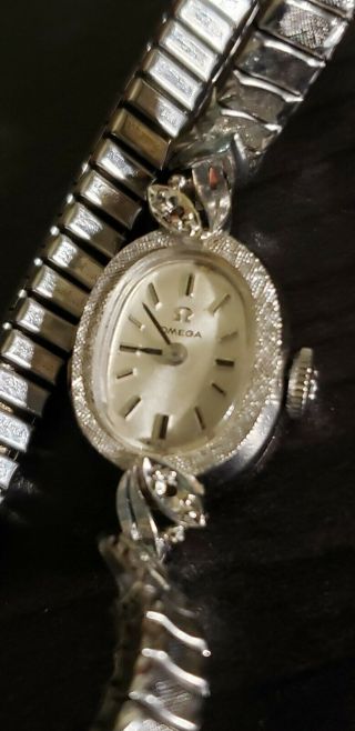 Vintage 14k White Gold Ladies Omega Watch
